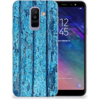 👉 Blauw Samsung Galaxy A6 Plus (2018) Uniek TPU Hoesje Wood Blue 8718894957745