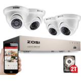 👉 Beveiligingscamera wit ZOSI 8CH FULL TRUE 1080P HD-TVI DVR Recorder HDMI With 4X 1980TVL Indoor outdoor Surveillance Security Dome Camera System