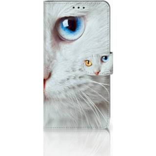 👉 Witte Samsung Galaxy A7 (2018) Uniek Boekhoesje Kat 8718894307557