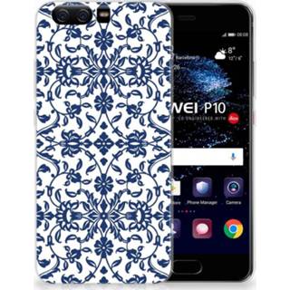 Blauw Huawei P10 Uniek TPU Hoesje Flower Blue 8718894332719
