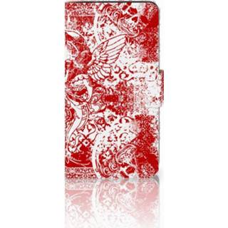 👉 Rood Samsung Galaxy J2 (2015) Boekhoesje Design Angel Skull Red 8718894355640