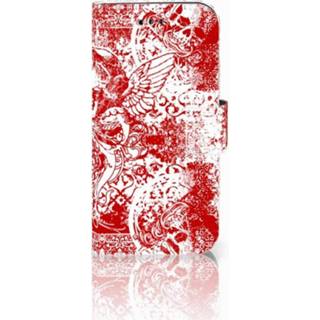 👉 Rood Samsung Galaxy A3 2017 Boekhoesje Design Angel Skull Red 8718894418895