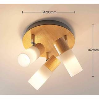 👉 Plafondlamp wit houten glas warmwit a+ LED Christoph, 3 lampen