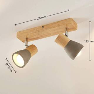 👉 Plafondlamp a+ warmwit betongrijs houten beton Betonnen Filiz met LED lampen