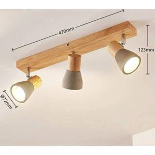 👉 Plafondlamp warmwit betongrijs a+ beton hout Filiz - LED met & hout, 3 lampen