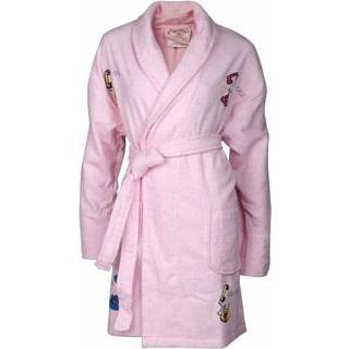 👉 Badjas One Size vrouwen meisjes roze met applicaties katoen Aegean Apparel dames Girl Talk sjaalkraag