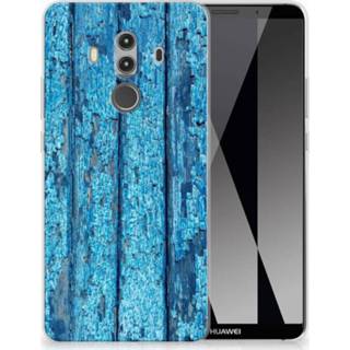 Blauw Huawei Mate 10 Pro Uniek TPU Hoesje Wood Blue 8718894586174