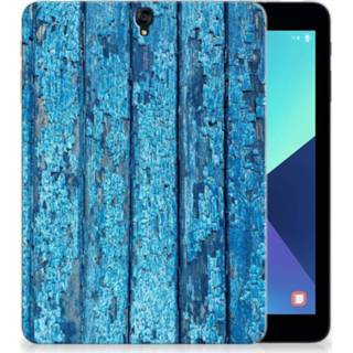 👉 Tablethoes blauw Samsung Galaxy Tab S3 9.7 Uniek Tablethoesje Wood Blue 8718894632956