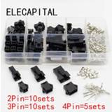 👉 F-connector SM2.54 Kits 25 sets Kit in box 2p 3p 4p 2.54mm Pitch Female and Male Header Connectors Adaptor