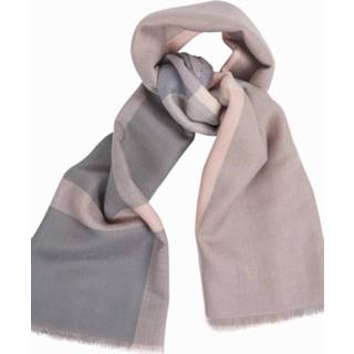 👉 Sjaal roze grijs wol nederlands Tartan Square