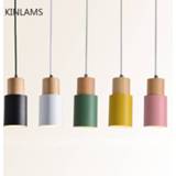 👉 Hanger Designer Nordic simple Wood Pendant Lights led hang lamp Colorful Aluminum fixture Kitchen Island bar hotel home decor E27