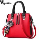 👉 Messenger bag PU leather vrouwen Women Fur Ball Crossbody Flap Female Shoulder Solid Color Handbags