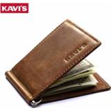👉 KAVIS Slim Genuine Leather Money Clip Brand Men Women Bifold Male Purse Billfold Wallet Female Clamp for Money Bills Cilp