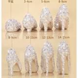 👉 Crystal Shoes Cinderella Women Heels For Evening Party Glittering Round Toe Custom Silver Rhinestone Wedding Pumps Size 9