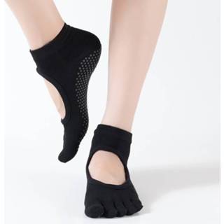 👉 Sock vrouwen 1Pair New Anti-Slip Women Yoga Sport Socks Ankle Grip Durable Colorful Five Fingers Cotton Full Toe T