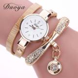 Duoya Brand Bracelet Watches For Women Luxury Gold Crystal Fashion Quartz Wristwatch Clock Ladies Vintage Watch Dropshipping