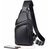 Schoudertas zwart leather 2018 Jackkevin Fashion Mens Shoulder Bag Burglarproof Black Chest USB Charging Crossbody Bags Travel