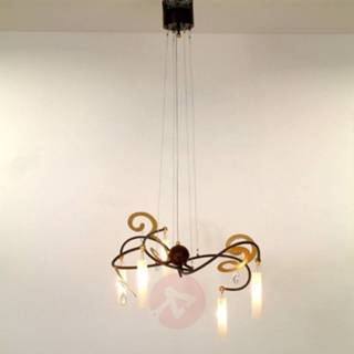 👉 Hang lamp bruin a+ warmwit metaal Mooie LED hanglamp Casino met 5 lampen