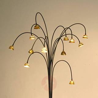 👉 Vloer lamp warmwit a+ bruin metaal Indrukwekkende LED vloerlamp Fontaine bruin-goud