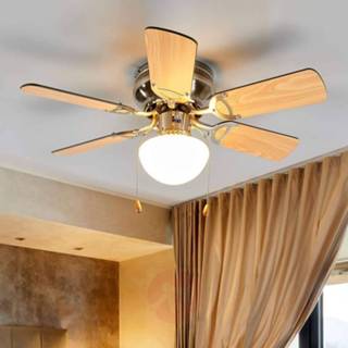 👉 Plafond ventilator MDF a++ beuken Plafondventilator Flavio met Licht, zes vleugels