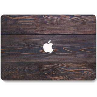 Coverhoes kunststof houtlook planken hardcase hoes bruin Lunso - cover MacBook Air 13 inch 669014992512