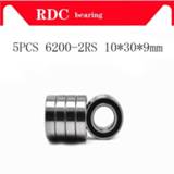 👉 Rubber seal 5PCS ABEC-5 6200 2RS 6200RS 6200-2RS RS 10x30X9 mm Miniature double High quality Deep Groove Ball Bearing EMQ