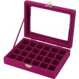 👉 Organizer Velvet Jewelry Box 20x15 x 4.5cm Tray Holder Storage 24 Grids Ring Ear Studs
