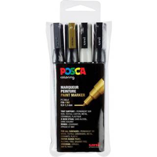 👉 Posca paintmarker PC-3M, set van 4 markers in geassorteerde kleuren 3296280033372