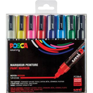 👉 Posca paintmarker PC-5M, set van 8 markers in geassorteerde basiskleuren 4902778154151