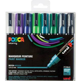 👉 Posca paintmarker PC-5M, set van 8 markers in geassorteerde koude kleuren 3296280033440