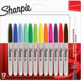 👉 Viltstift Sharpie permanente marker, fijn, blister van 12 stuks in geassorteerde kleuren 3026980654047