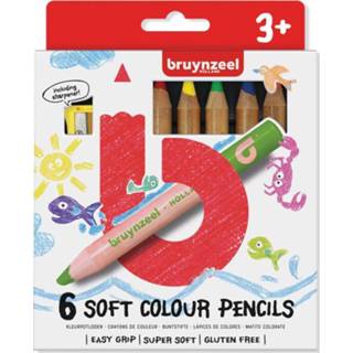 👉 Kleurpotlood kinderen Bruynzeel Kids zachte kleurpotloden, set van 6 stuks in geassorteerde kleuren 8712079420895