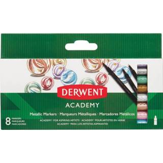 👉 Viltstift Derwent Academy Metallic Markers, blister van 8 stuks in geassorteerde kleuren 43100982128