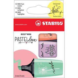 👉 Markeerstift pastelkleuren Stabilo Boss Mini PastelLove, doosje met 3 stuks in geassorteerde 4006381514453