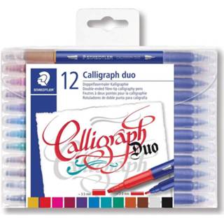 👉 Staedtler kalligrafiepen Calligraph duo, doos van 12 stuks in geassorteerde kleuren 4007817042861