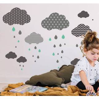 👉 Nederlands Muurdecoratie sticker regenwolken met patronen