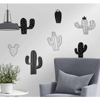 👉 Slaapkamer muursticker zwart wit nederlands cactus