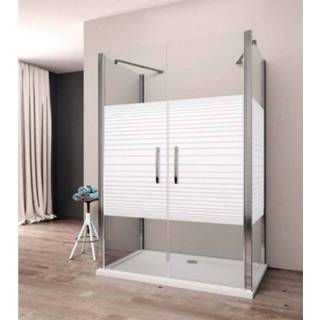 👉 Douchecabine witte glas Lacus Giglio Zebra 140 cm 6mm Nano met Middenband (2 zijwanden) 8719304404583