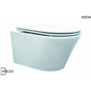 👉 Wandcloset wit Vesta Rimless 52 cm met Flatline Soft-Close zitting