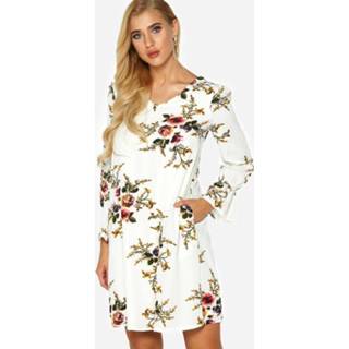 👉 Dress other wit s|m|l|xl One Size vrouwen White Random Floral Print Cut Out Fashion