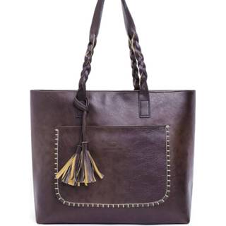 Schoudertas bruin vrouwen One Size Dark Brown Knitted Design Tassel Detail Shoulder Bag