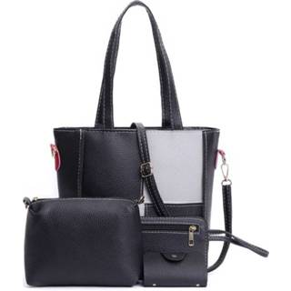 Schoudertas zwart One Size vrouwen Black Stitching Design Shoulder Bag Set