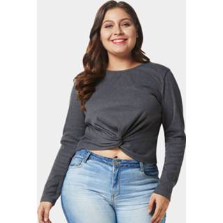 Sweater grijs elastane One Size vrouwen Plus Grey Twisted Front Knit