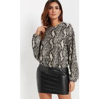 👉 Shirt polyester One Size vrouwen multi Snake Print Crew Neck Long Sleeves Sweatshirt