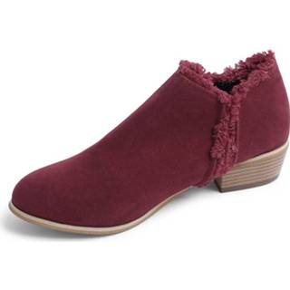 👉 Suede One Size vrouwen burgundy Chunky Heel Causal ankle boots