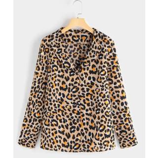 👉 Shirt lange mouw polyester One Size vrouwen multi Leopard Single Breasted Design Lapel Collar Long Sleeves