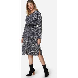 👉 Dress zwart polyester One Size vrouwen Black Leopard Printed Work No Belt