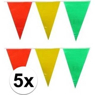 👉 Vlaggenlijn geel rood groen multi plastic kunststof 5x geel/rood/groen 10 meter