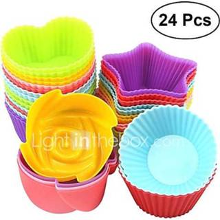 👉 Bakvorm rubber om het huis Bakvormen gereedschappen Silicium DHZ voor Cake Rond Moulds 24pcs