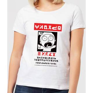 👉 Rick and Morty Wanted Morty Dames T-shirt - Wit - XXL - Wit